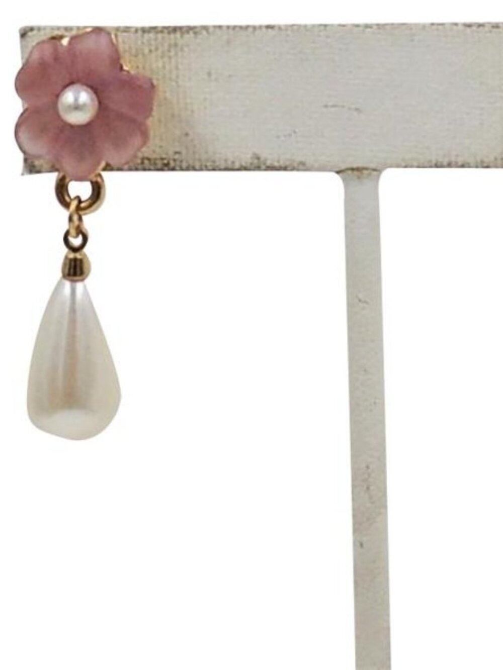 Vintage c1990 Napier Resin Flowers & Faux-Pearl Pierced Earrings